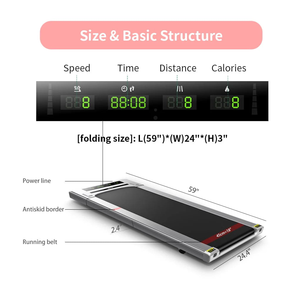 Folding Portable Treadmill with Wide Tread Belt X513708