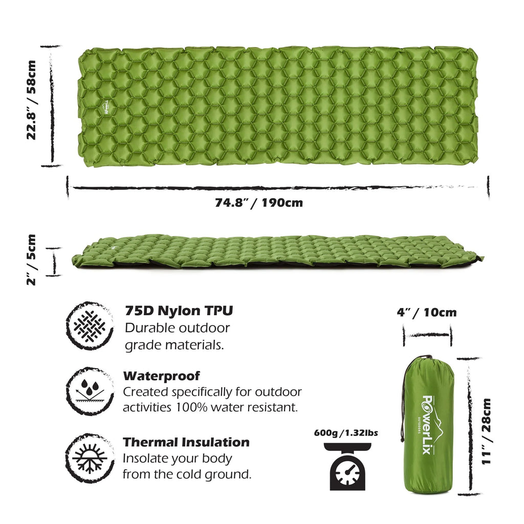 Ultralight Compact Inflatable Camping Sleeping Pad Orange R312773