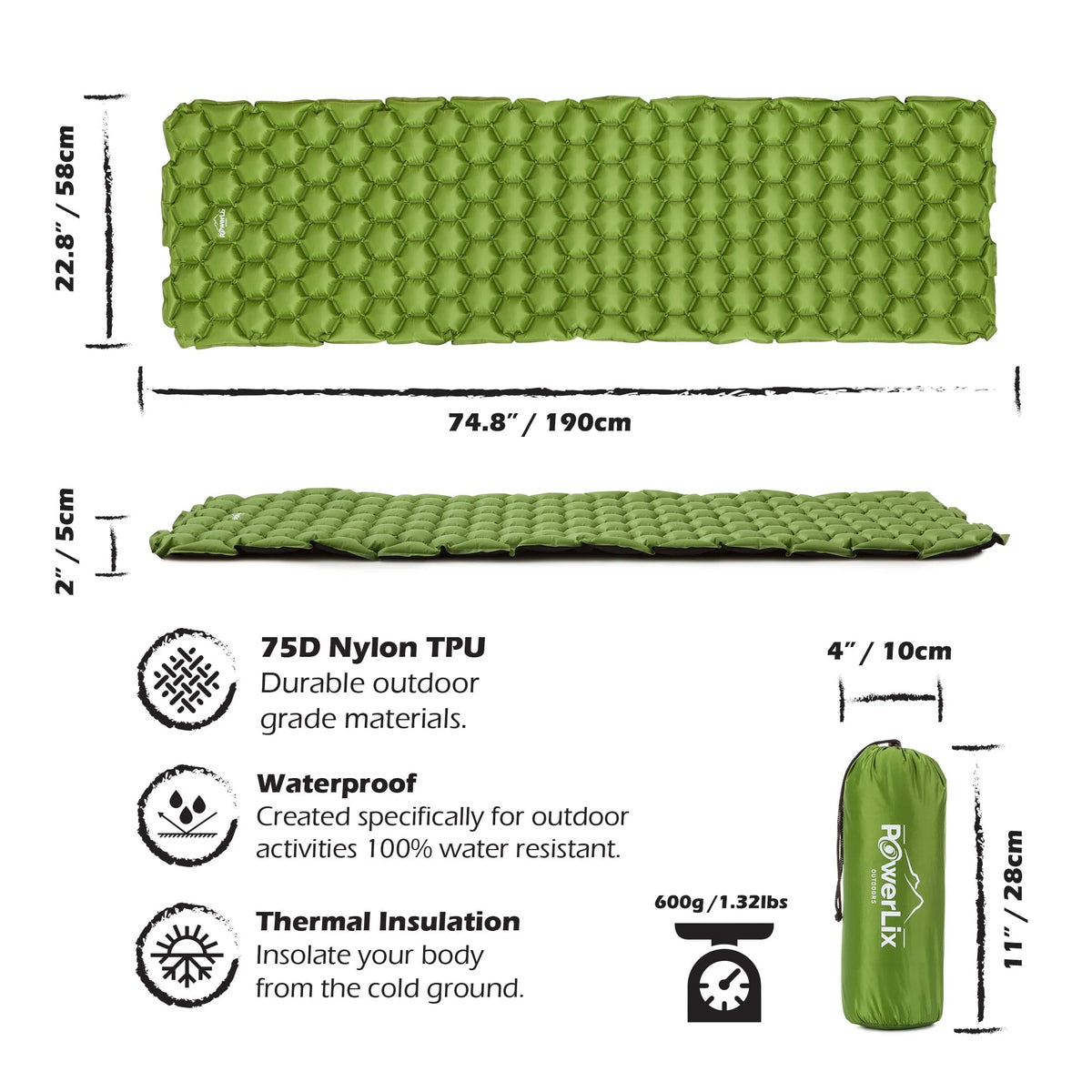 Ultralight Compact Inflatable Camping Sleeping Pad Orange R312773