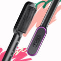 Black Hair Straightener Brush with Built-in Comb V13087