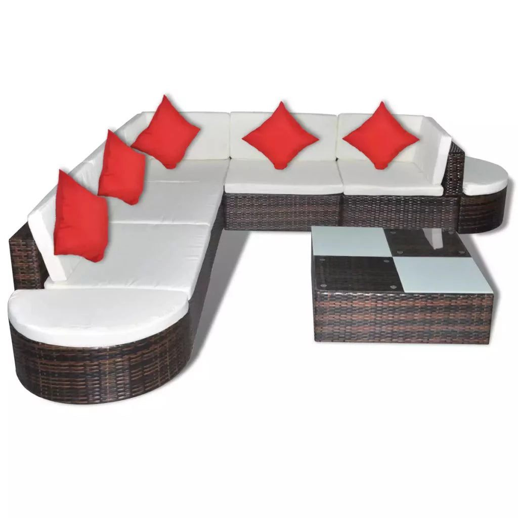 8 Piece Poly Rattan Patio Lounge Set with Cushions B167443