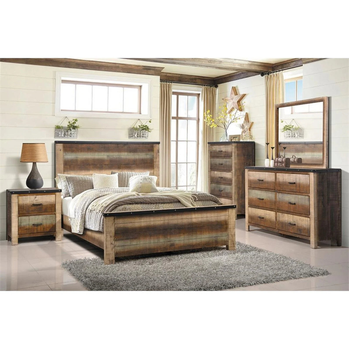 Wood Eastern King Panel Bed W481