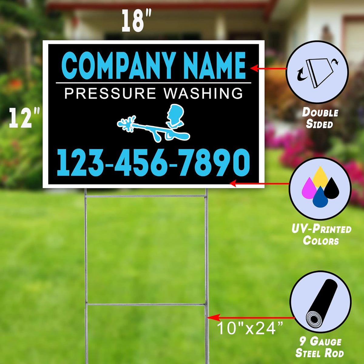 Plastic 18x12" Double-Sided Pressure Washing Signs (100) X220