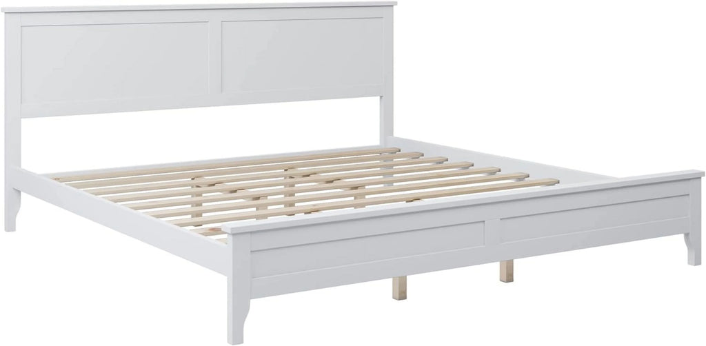 White King Size Solid Wood Platform Bed D678