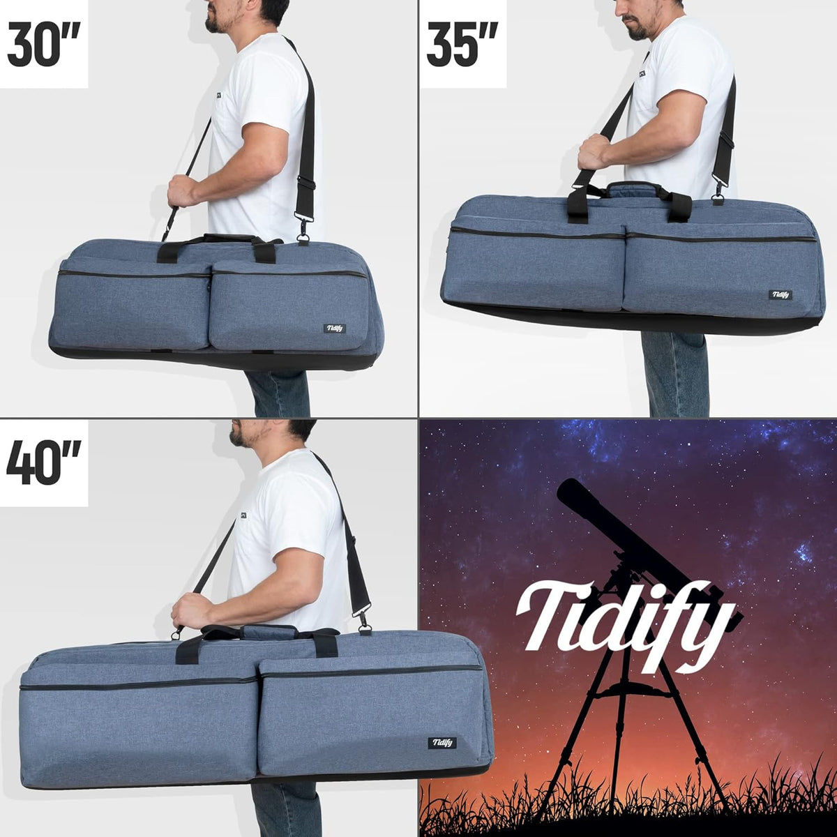 Telescope and Tripod Case/Bag with Padded Accessories Pockets J2219