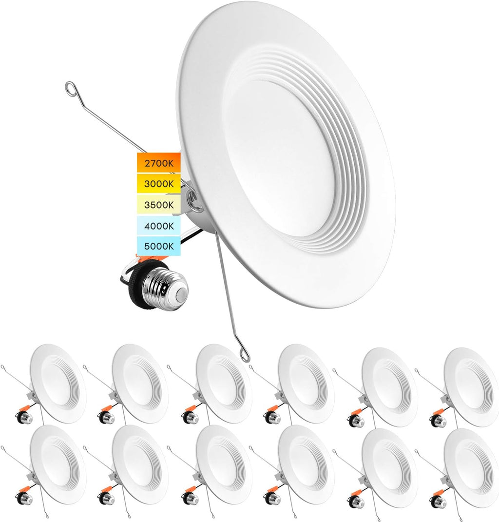 5/6 Inch LED Recessed Retrofit Downlight, 14W, Color Selectable, Dimmable, 1100 Lumens, Wet Rated, 6 Pack A635