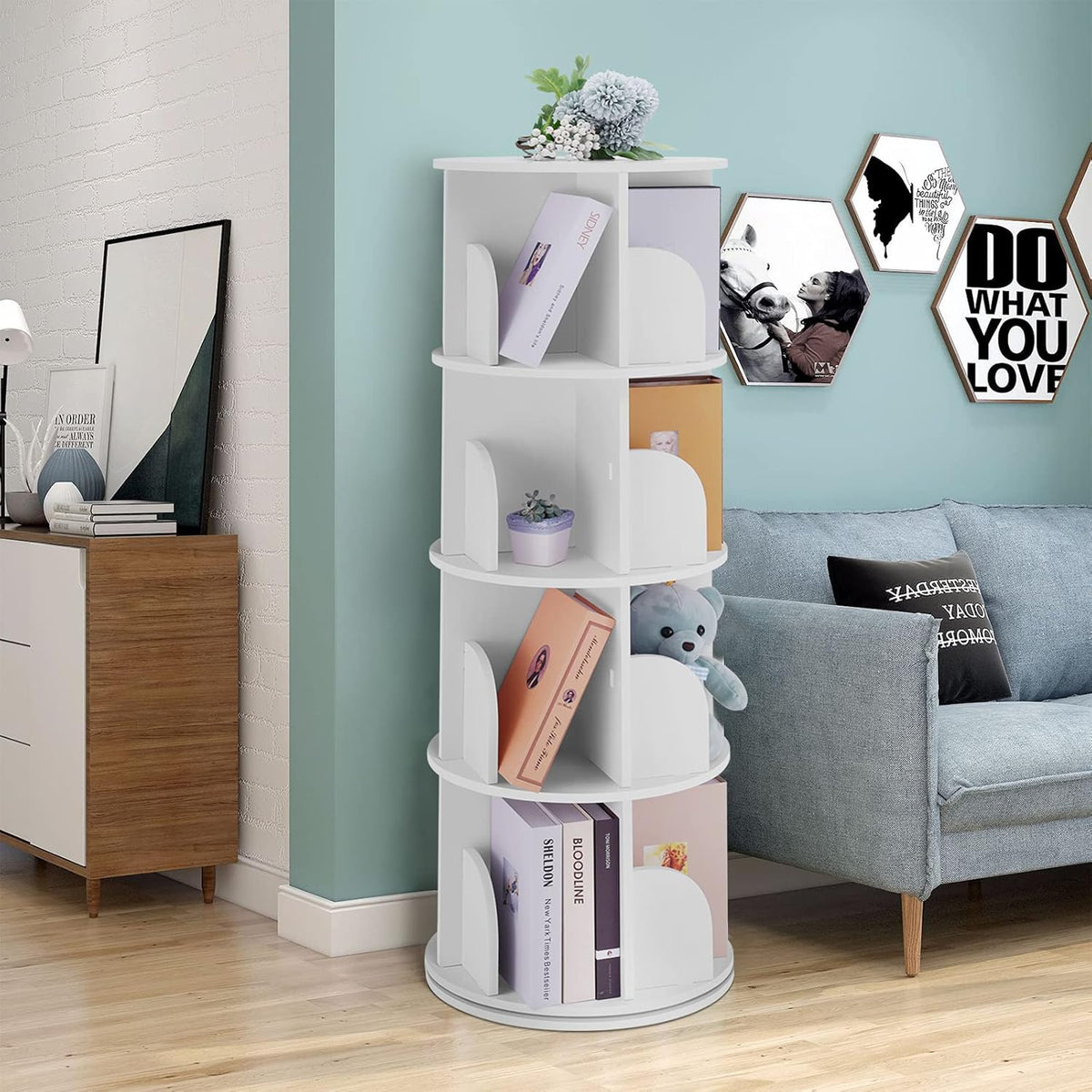 Rotating Bookshelf 360 Display Floor Standing Bookcase T87846