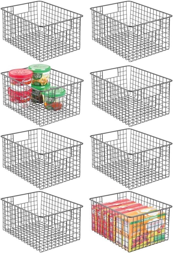 Metal Wire Storage Bin Baskets with Handles 8 Pack Black S9327
