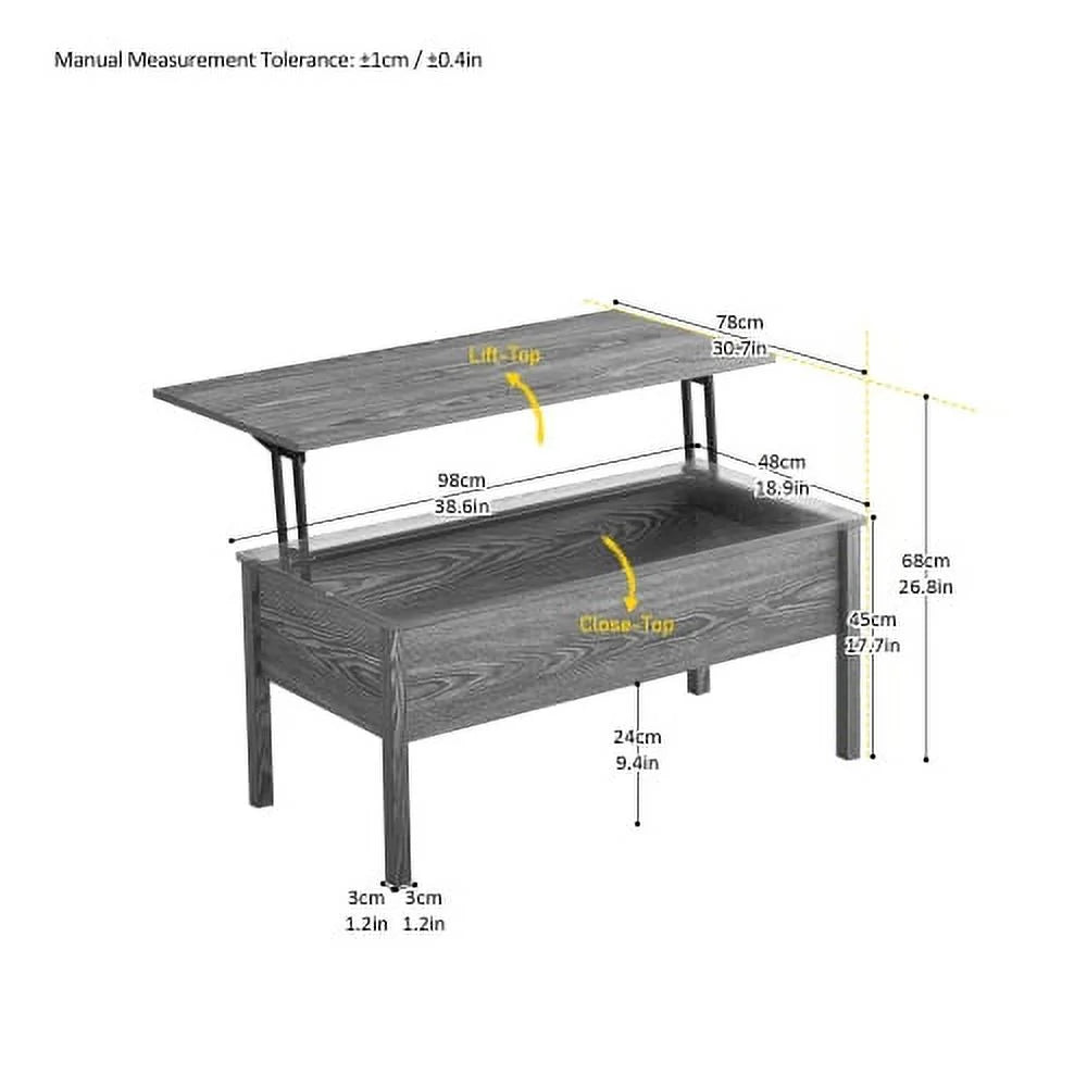 Dark Grey Oak Lift-Top Coffee Table with Storage A73838
