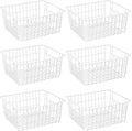 White Wire Storage Baskets with Handles, Set of 6 L92552