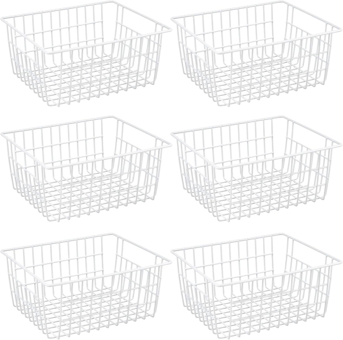 White Wire Storage Baskets with Handles, Set of 6 L92552