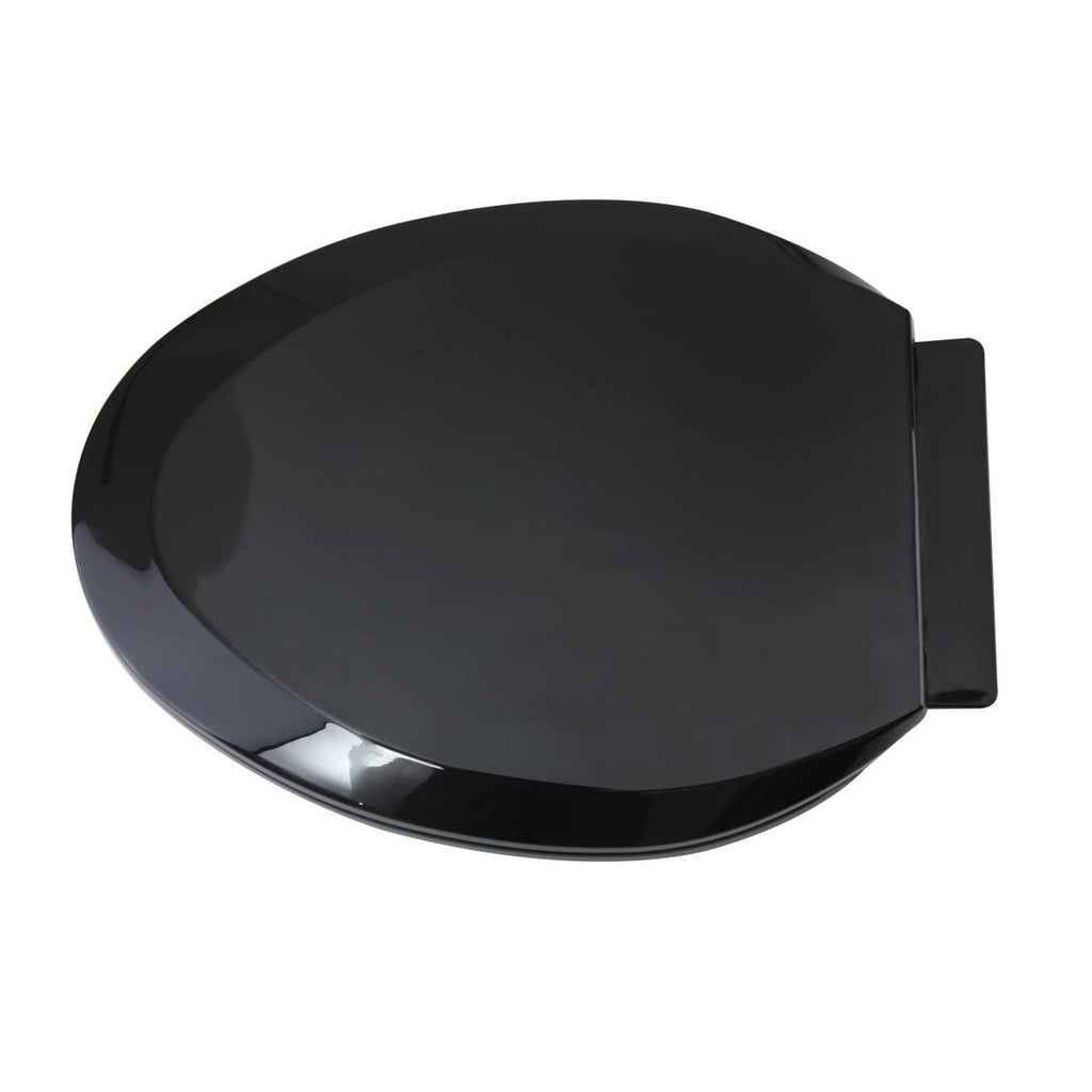 2 No Slam Easy Close Black Plastic Elongated Toilet Seat B8099