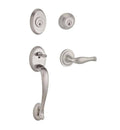 Columbus Handleset with Right Handed Decorative Lever and Traditional Round Rose in Satin Nickel M1413