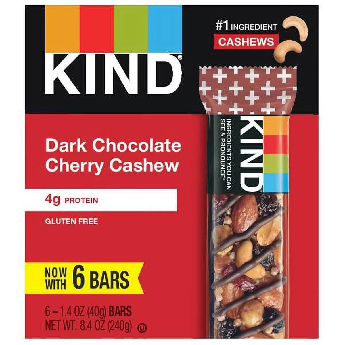 Dark Chocolate Cherry Cashew Bars Pack of 8 L195