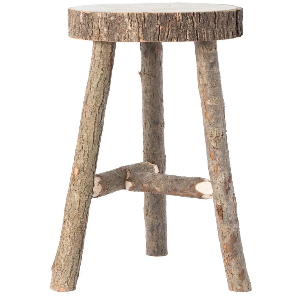 Antique Natural Wooden Accent Stool Side Table D9749