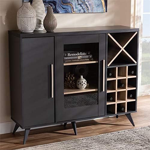 Dark Grey Oak Wine Cabinet Y557