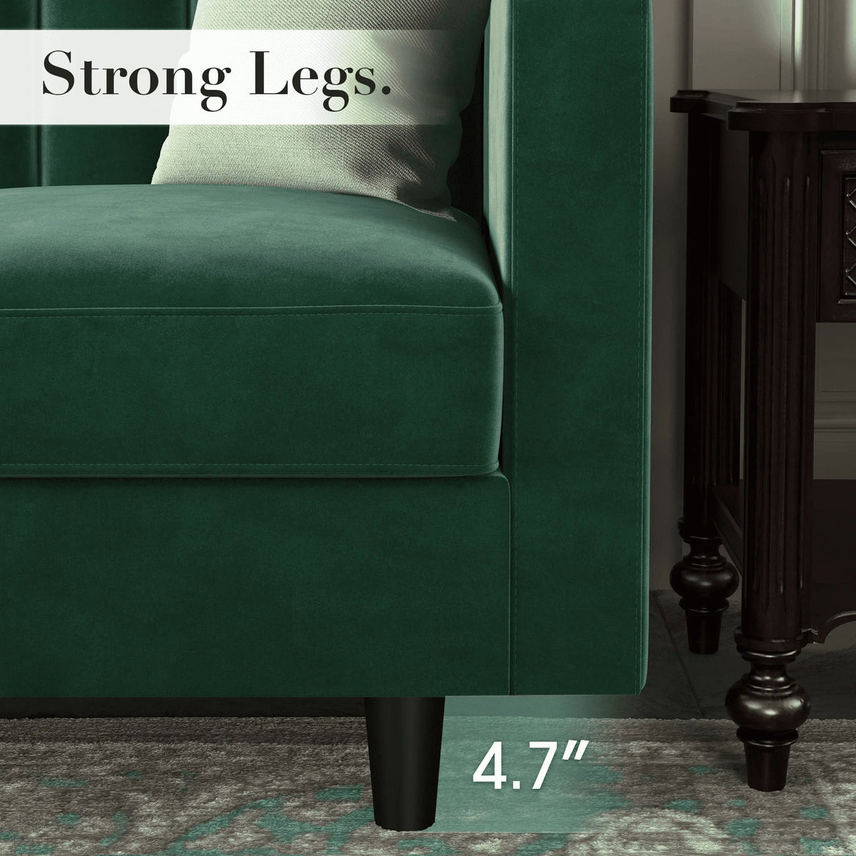 Green Velvet Sectional Sofa with Chaise O43289