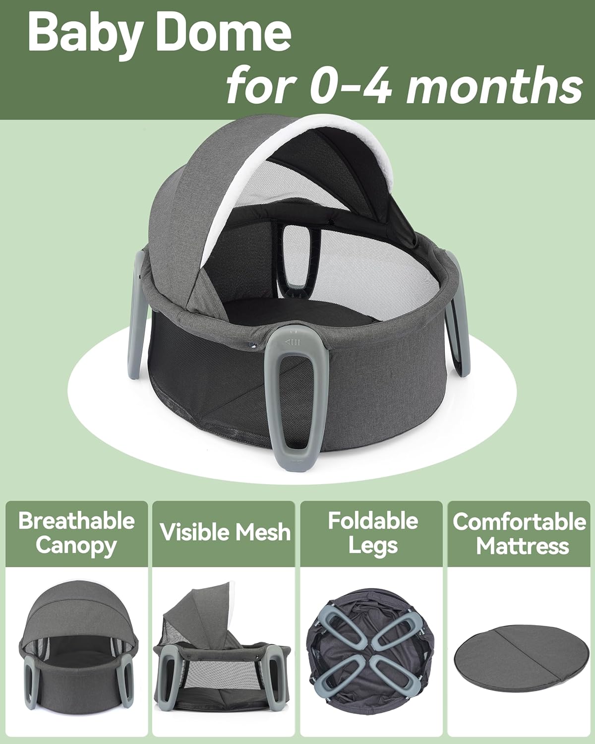 4 in 1 Portable Baby Playard with Changing Table and Detachable Bassinet B760