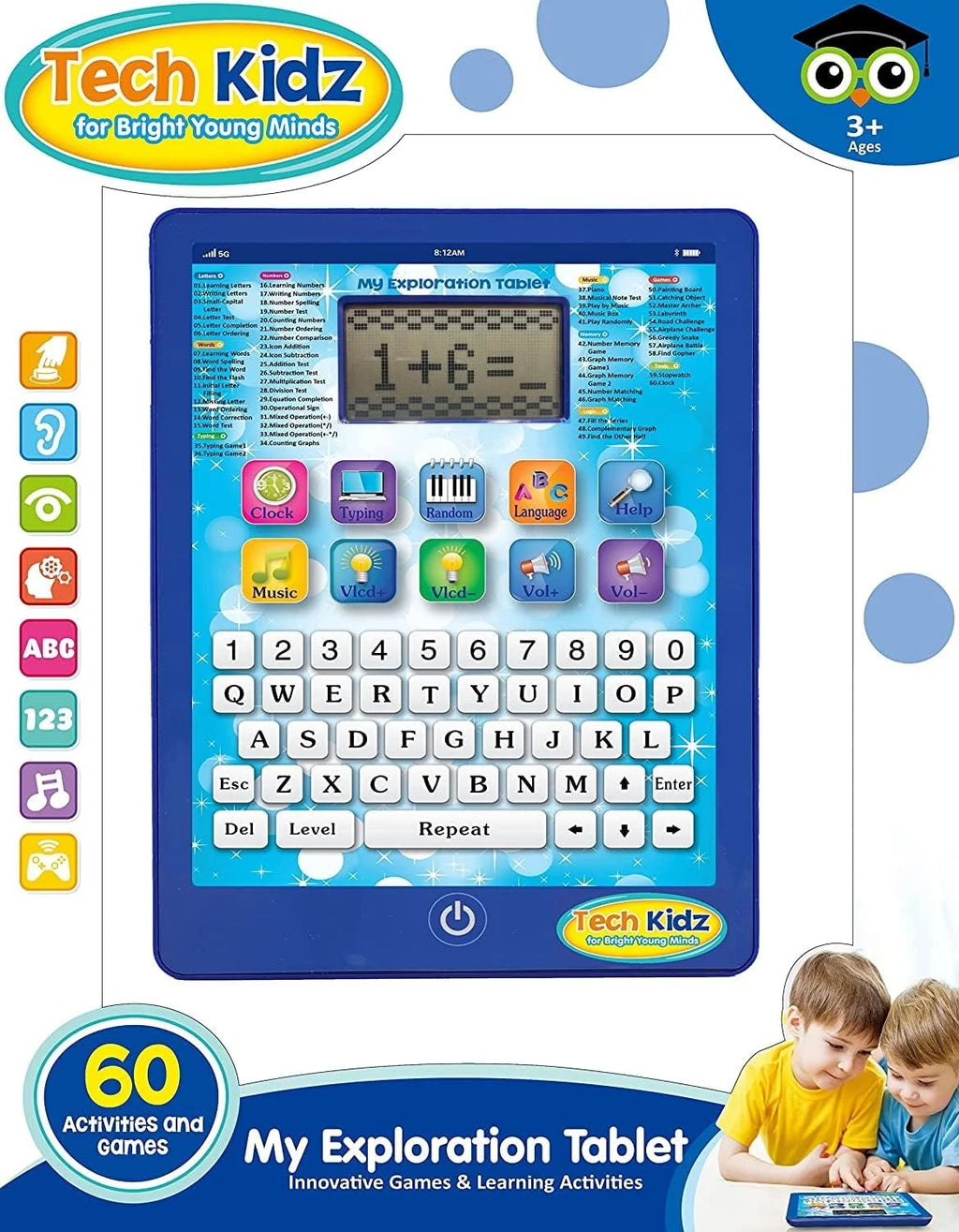 Blue Educational Learning Toy Tablet with LCD Screen and Keyboard O693423