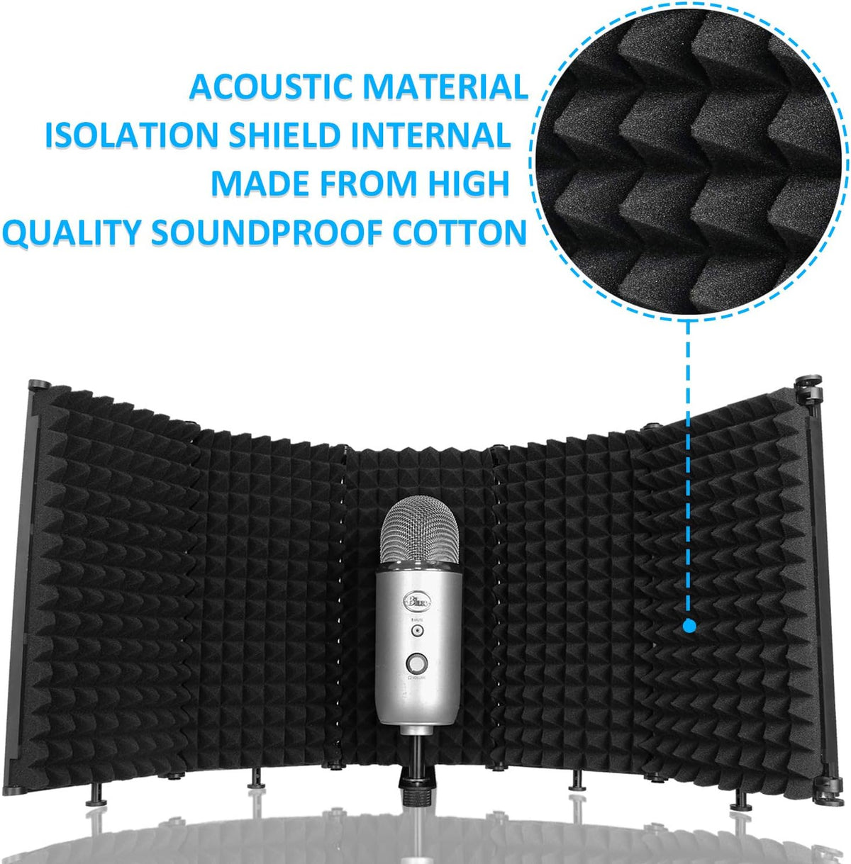 5 Panels Portable Microphone Reflection Filter with Absorbing Foam T8931