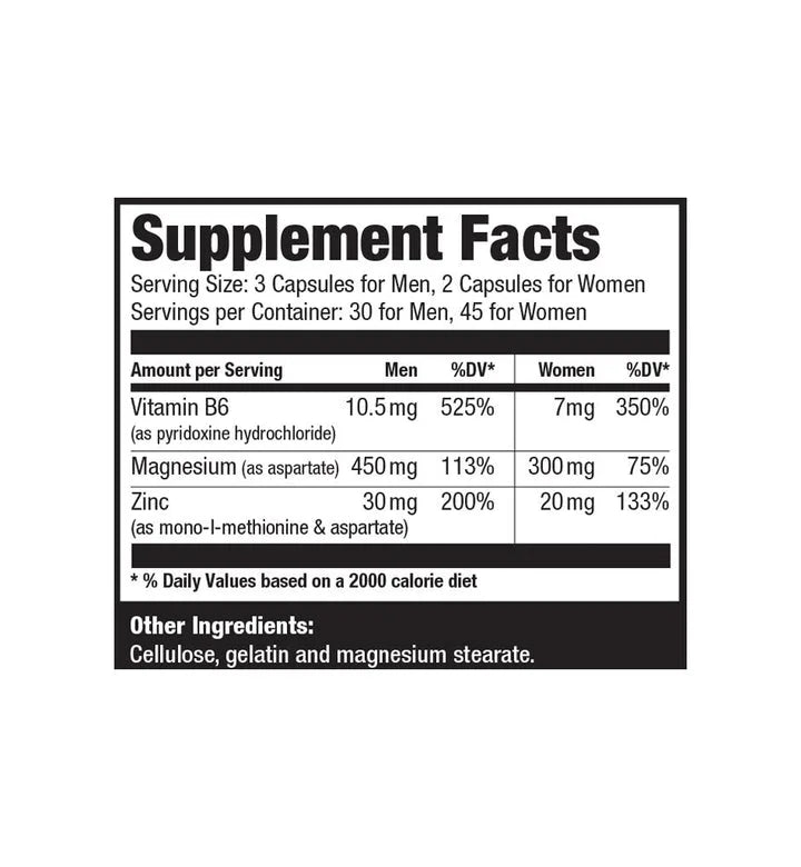 90 Capsules ZMA Vitamin & Mineral G2204