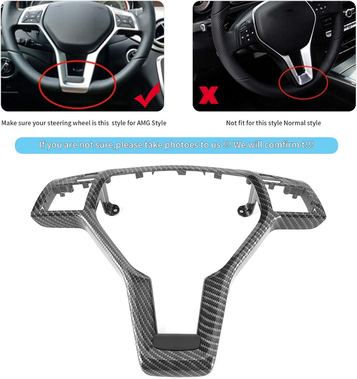 Carbon Fiber Steering Wheel Cover Trim Sticker Kit Car Interior Decoration W727541