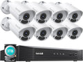 4K PoE Security Camera System 8MP 16 Channel 8Pcs with 3TB Hard Drive A749136