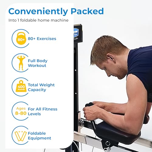 Total Body Training Home Gym Workout Machine with Squat Stand, Leg Pull, 2 Ankle Cuffs, and Exercise Chart I501