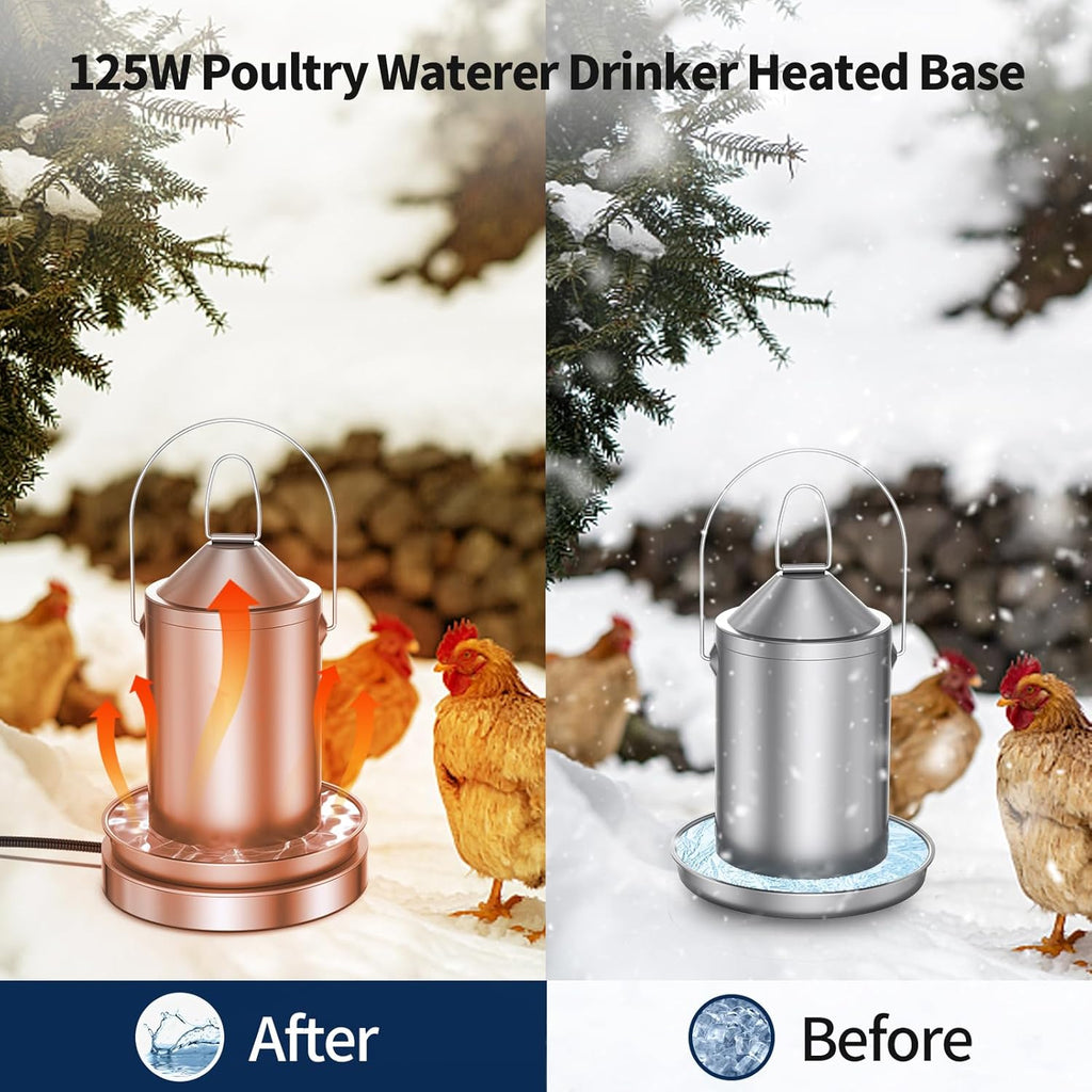 15 Inch 125W Heated Chicken Waterer Base with 10FT Cable B27874