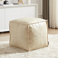 Orange Brown 17.7" Square Faux PU Leather Pouf Ottoman L575966