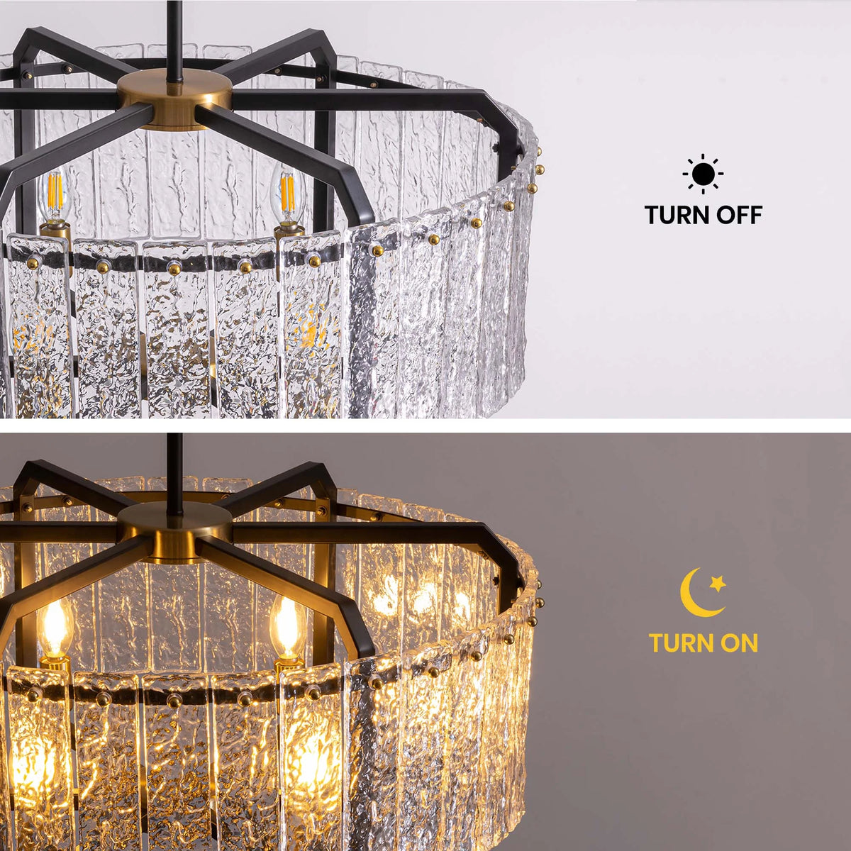 Black 6-Light Water Ripple Glass Chandelier Z8150