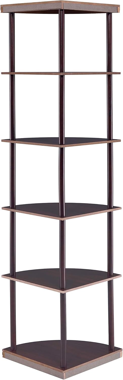 5-Shelf Corner Bookshelf Cappuccino I214564