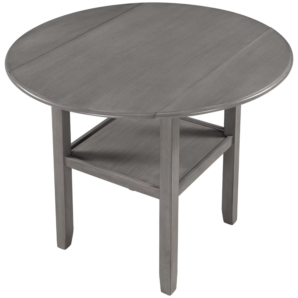 Round Drop Leaf Kitchen Dining Table with Shelf X67739