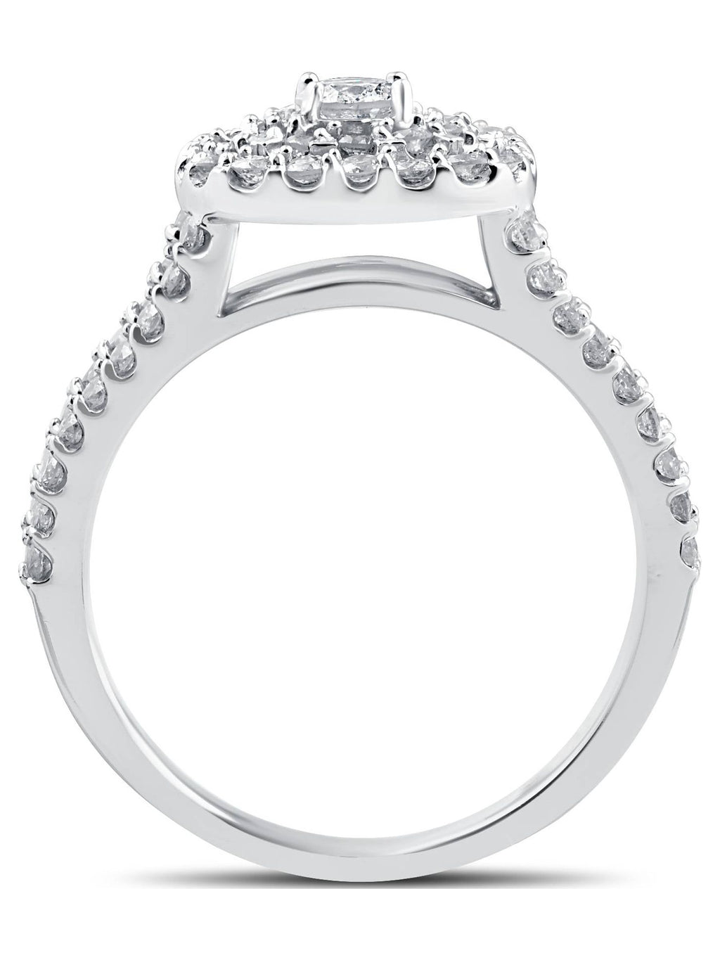 White Gold Cushion Halo Diamond Engagement Ring Set H4386