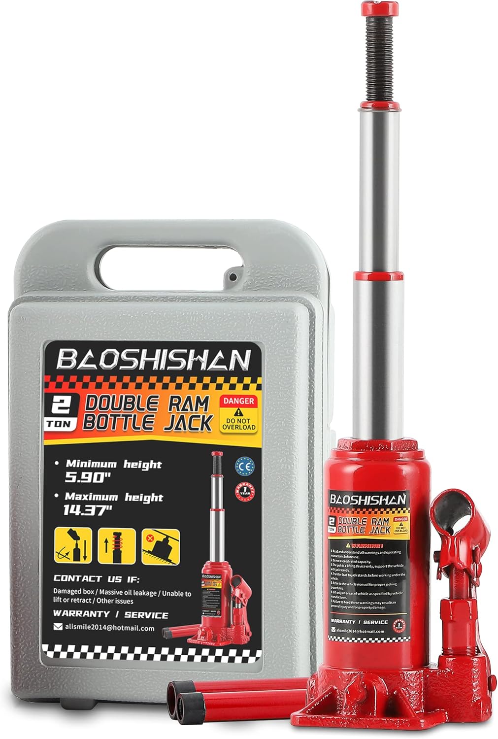 2 Ton Hydraulic Bottle Jack with Carrying Case Pack of 2 A9435