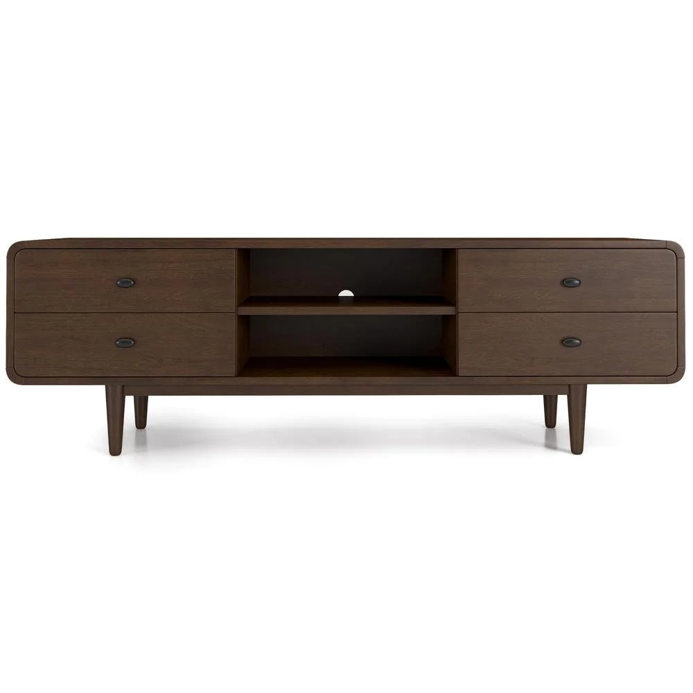 Mid-Century Modern Solid Wood Brown Tv Stand V594