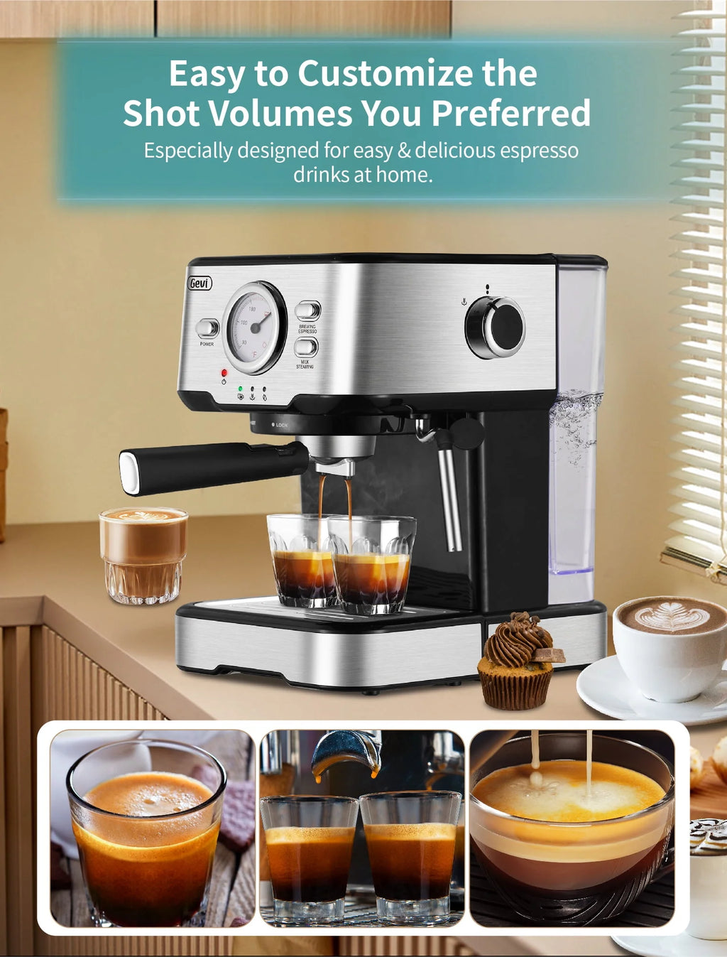 15 Bar Espresso Machine with Steamer C50428