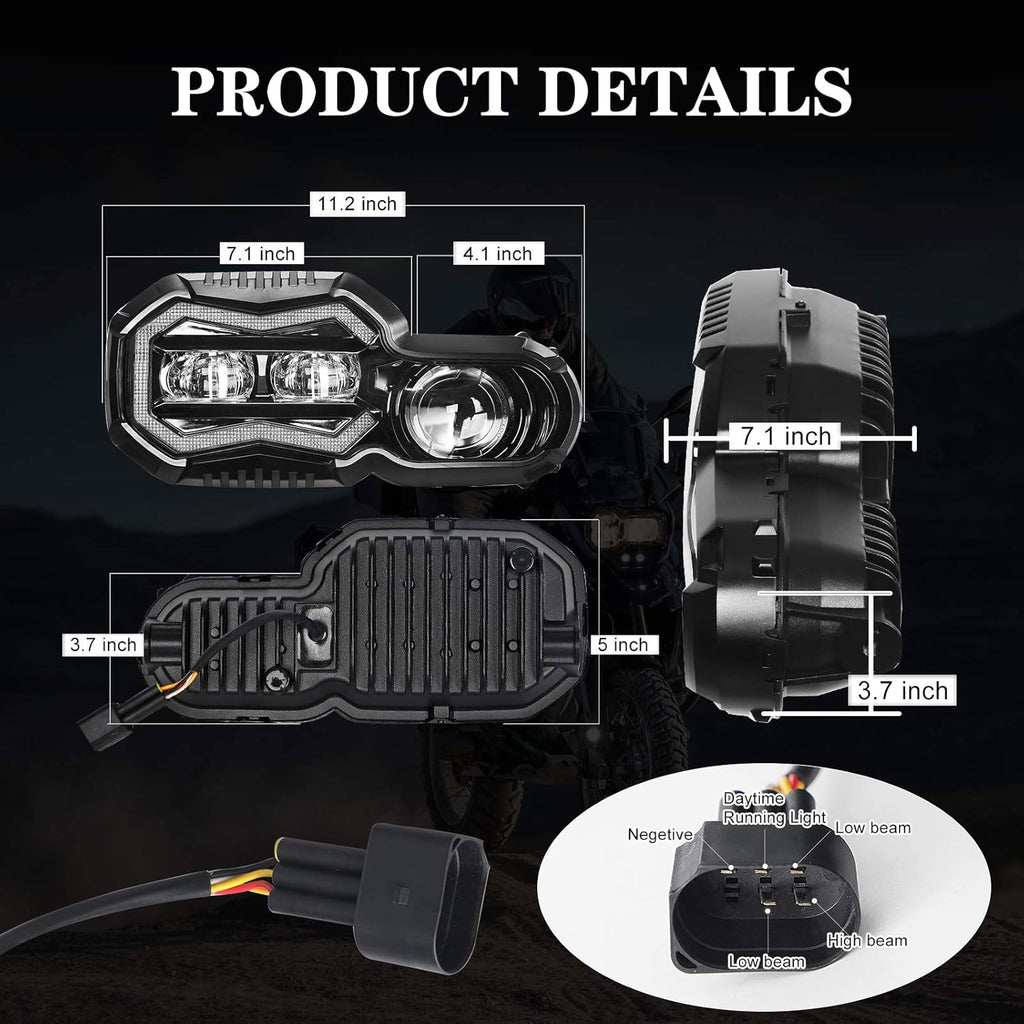 LED Headlight Assembly with Angel Eyes DRL High/Low Beam P968