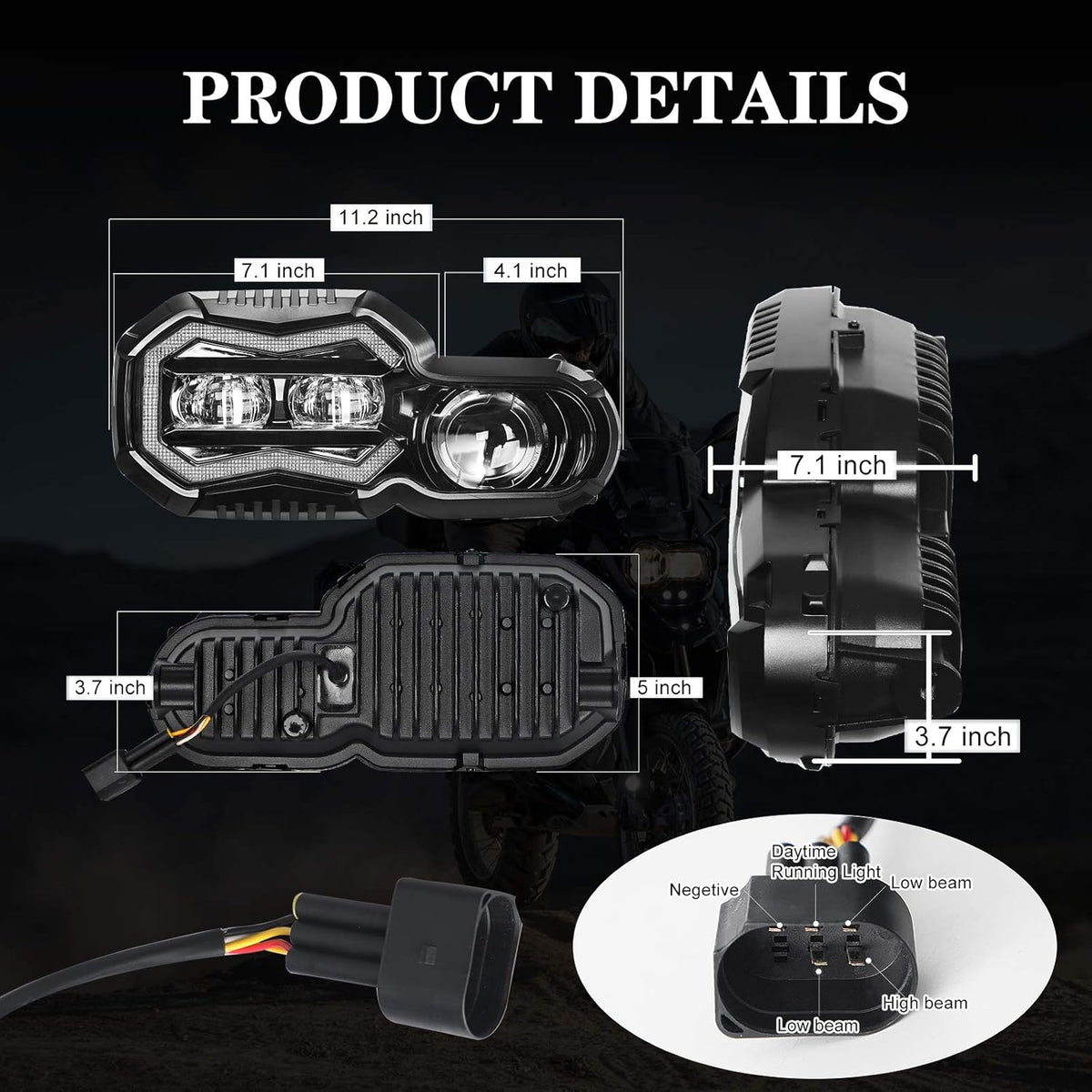 LED Headlight Assembly with Angel Eyes DRL High/Low Beam P968