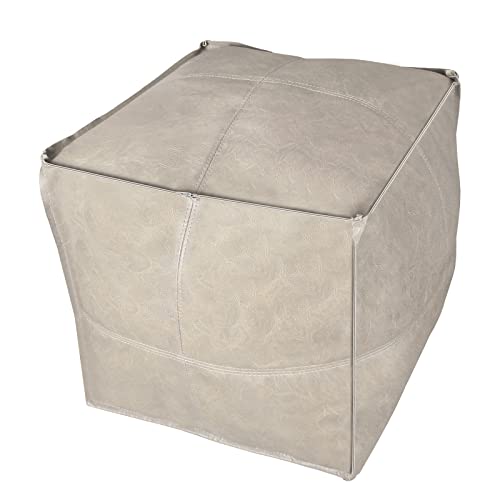 Orange Brown 17.7" Square Faux PU Leather Pouf Ottoman L575966