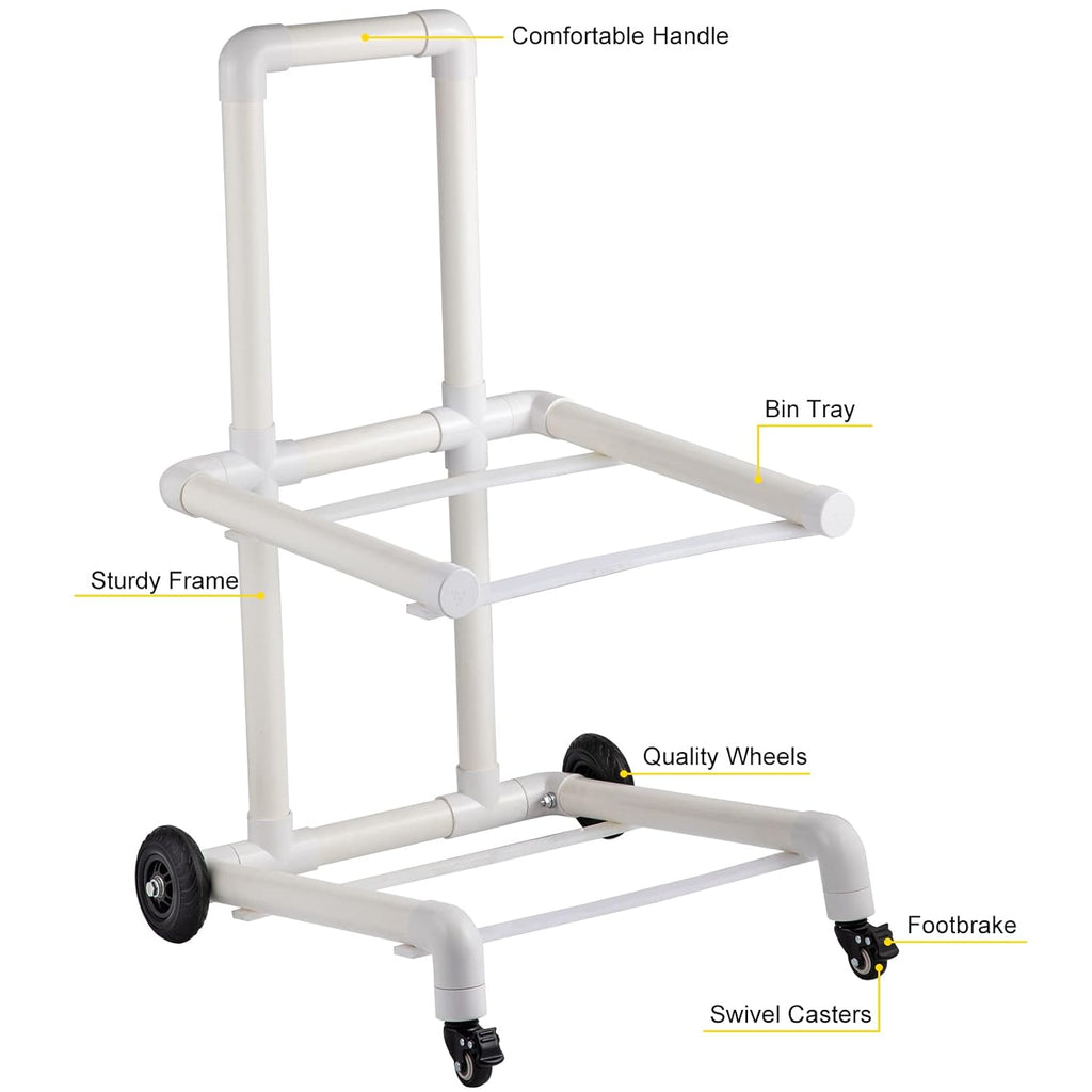 White 4 Wheels PVC Plastic Recycling Cart P33942
