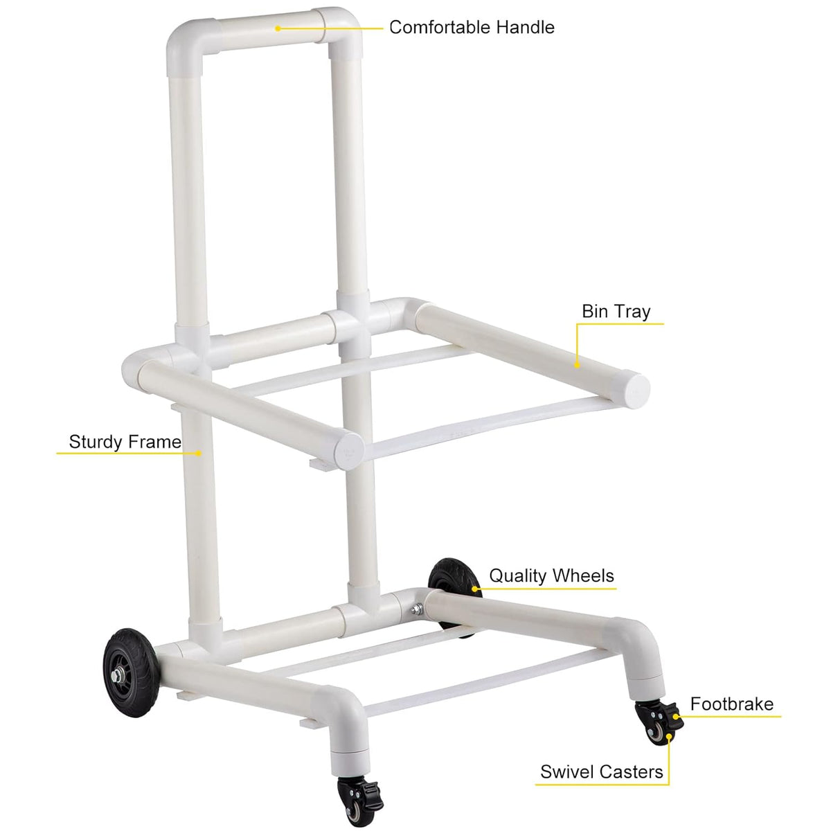 White 4 Wheels PVC Plastic Recycling Cart P33942