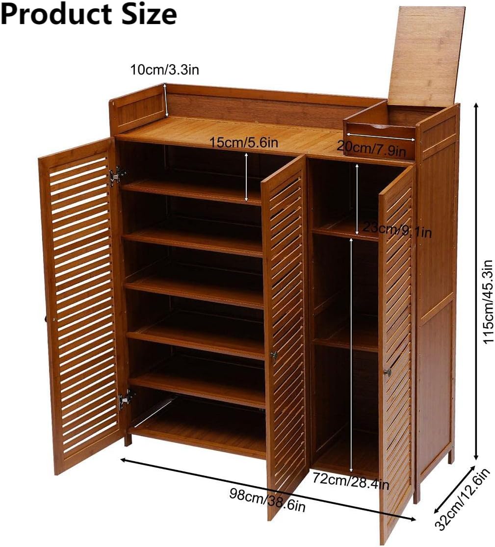7 Tier Bamboo Shoe Cabinet with Doors T31962
