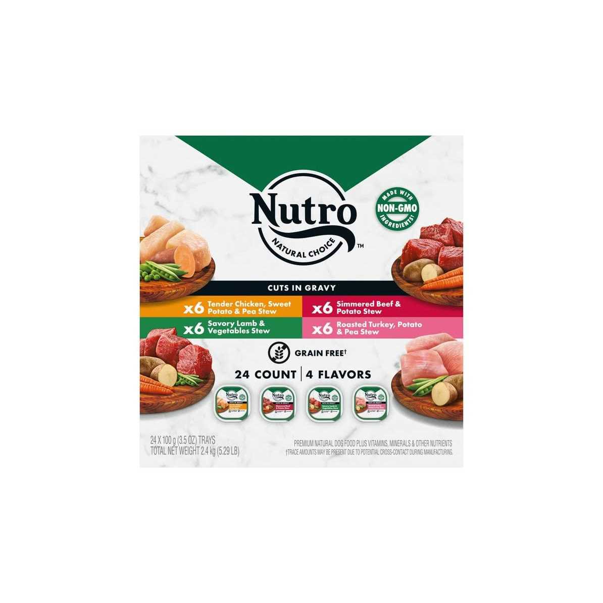 Grain Free Cuts in Gravy Beef, Lamb, Chicken and Turkey Variety Pack Adult Wet Dog Food Y6104