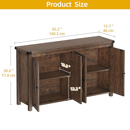 Oak Sideboard Buffet Cabinet with Storage and Doors W606952