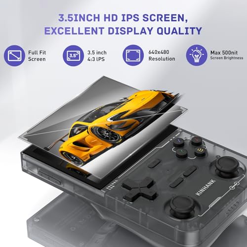 Retro Handheld Game Console with 64GB TF Card, 3.5 Inch IPS Screen Black L55869