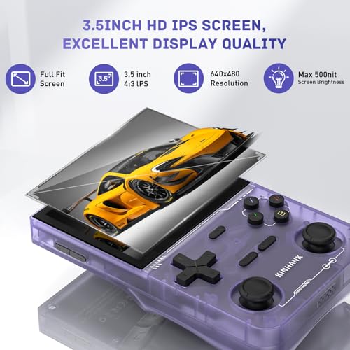 Retro Handheld Game Console with 64GB TF Card, 3.5 Inch IPS Screen Black L55869