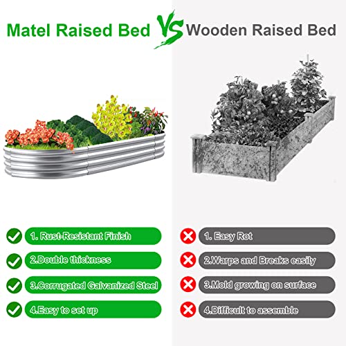 2Pack Raised Garden Bed 6×3×1FT Galvanized Oval Large Steel Planter Box F40687