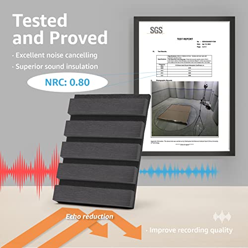 4-Piece Wood Slat Acoustic Panels, Matte Black J42307