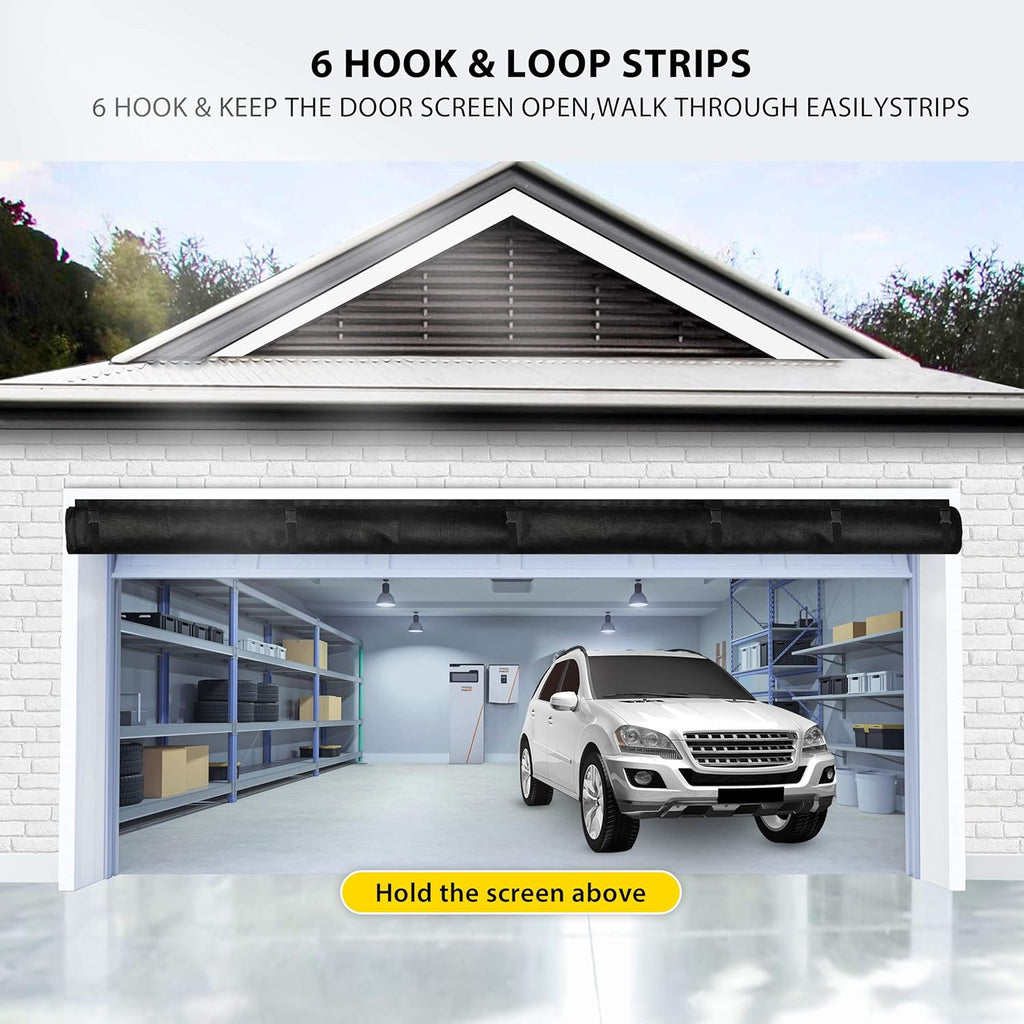 2 Car 16x7FT Heavy Duty Magnetic Garage Door Screen L48960